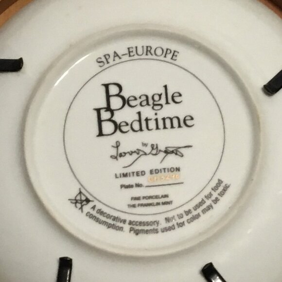 Franklin Mint Beagle Bedtime Limited Edition Numbered collector's Plate - Picture 6 of 8
